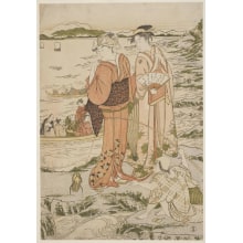 Japanischer Druck "The Outing At Seven-Ri Beach" von Kitagawa Utamaro, 喜多川歌麿 (Kitagawa Utamaro I 喜多川 歌麿)