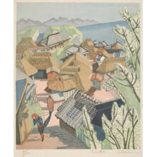 Japanischer Druck "A View of a Village" von Sekino Jun'ichiro, 関野準一郎 (SEKINO Jun-Ichiro)