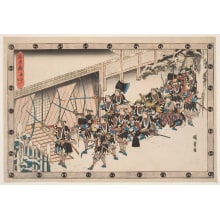 Japanese Print "The Night Attack ( Second Scene ) : The Raid" by Utagawa Hiroshige, 歌川広重 (Utagawa Hiroshige I 歌川 広重)