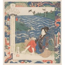 Japanischer Druck "The Chidori Tama River In The Province Of Michinoku" von Gokotei