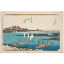 Japanischer Druck "Ejiri: Distant View of Mio Beach" von Utagawa Hiroshige, 歌川広重 (Utagawa Hiroshige I 歌川 広重)