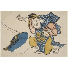 Estampe japonaise "Ebisu Ni Fugu" par Unknown, 無款