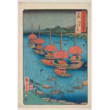 Japanese Print "Province of Owari: The Tenno Festival at Tsushima" by Utagawa Hiroshige, 歌川広重 (Utagawa Hiroshige I 歌川 広重)