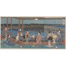 Estampe japonaise "Picture of moonlit night, Ryogoku Bridge, the Eastern Capital (Toto Ryogokubashi tsukiyo no zu)" par Utagawa Hiroshige II, 二歌川広重 (Utagawa Hiroshige II 二代 歌川 広重)