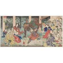 Estampe japonaise "Courage of Japanese Spirits in Underworld Competition" par Kawanabe Kyosai, 河鍋暁斎 (Kawanabe Kyosai)