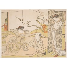 Japanischer Druck "Scenes in a Brothel in the Yoshiwara" von Suzuki Harunobu, 鈴木春信 (Suzuki Harunobu 鈴木 春信)