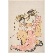 Ichirakutei Eisui, 一楽亭栄水 (Eisui Ichirakutei Japanese)による浮世絵「Oiran and Kamuro」
