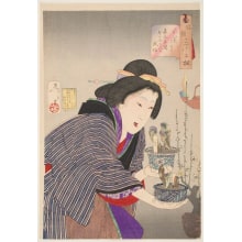 Estampe japonaise "Looking Undecided: Customs and Manners of a Proprietress of the Kaei Era" par Tsukioka Yoshitoshi, 月岡芳年 (Tsukioka Yoshitoshi 月岡 芳年)