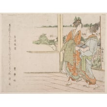 Japanischer Druck "Spring Moon over Yoshiwara (Yoshiwara shungetsu)" von Katsushika Hokusai, 葛飾北斎 (Katsushika Hokusai 葛飾 北斎)