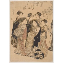 Hosoda Eishi, 細田栄之 (Eishi, Hosoda)创作的日本版画《Cherry Flower Viewing In The Yoshiwara》