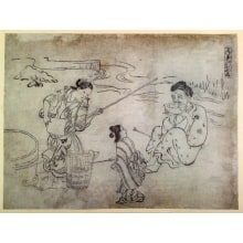 Okumura Masanobu, 奥村政信 (Okumura Masanobu 奥村 政信)创作的日本版画《Giving an Old Person Cold Water (Toshiyori no hiyamizu)》