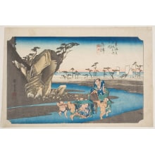 Japanese Print "Okitsu: View of a Bend in the Okitsu River" by Utagawa Hiroshige, 歌川広重 (Utagawa Hiroshige I 歌川 広重)