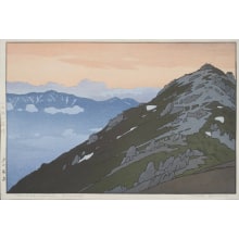 Japanischer Druck "Tsubakurodake, Evening" von Yoshida Toshi, 吉田遠志 (Yoshida, Toshi)
