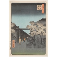 Japanischer Druck "Dawn inside the Yoshiwara (Kakuchū shinonome)" von Utagawa Hiroshige, 歌川広重 (Utagawa Hiroshige I 歌川 広重)
