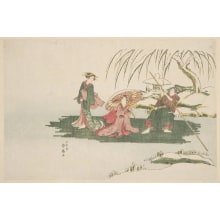Japanese Print "The Bamboo Raft" by Katsukawa Shunsen 勝川 春扇