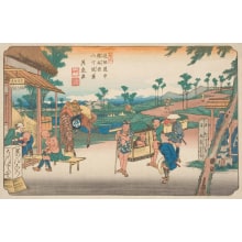 Estampe japonaise "The Post Station at the Village of Kamagaya" par Keisai Eisen, 渓斉英泉 (Keisai Eisen 渓斉 英泉)