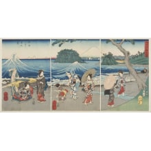 Japanischer Druck "Picture of a Visit to Enoshima in Soshu" von Utagawa Hiroshige II, 二歌川広重 (Utagawa Hiroshige II 二代 歌川 広重)